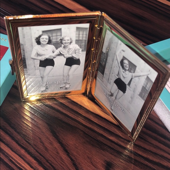 Kate Spade New York Garden Drive Hinged Pocket Frame, Turquoise and Gold NEW - Picture 4 of 7